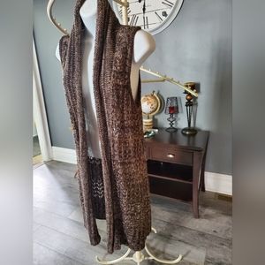 Maurices long, knit, sleeveless,  brown cardigan size medium